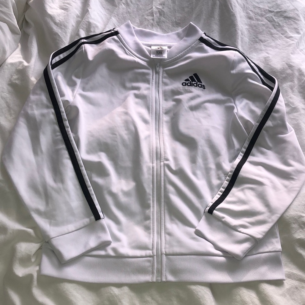 White Adidas crewneck hoodie